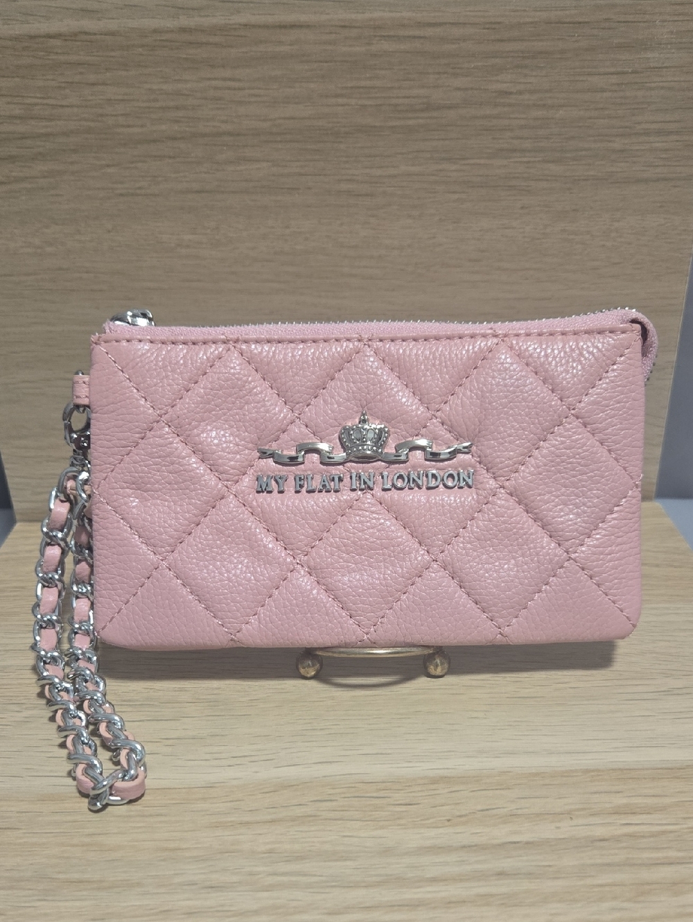 My Flat in London Quilted Pink Chain Wristlet By Brighton